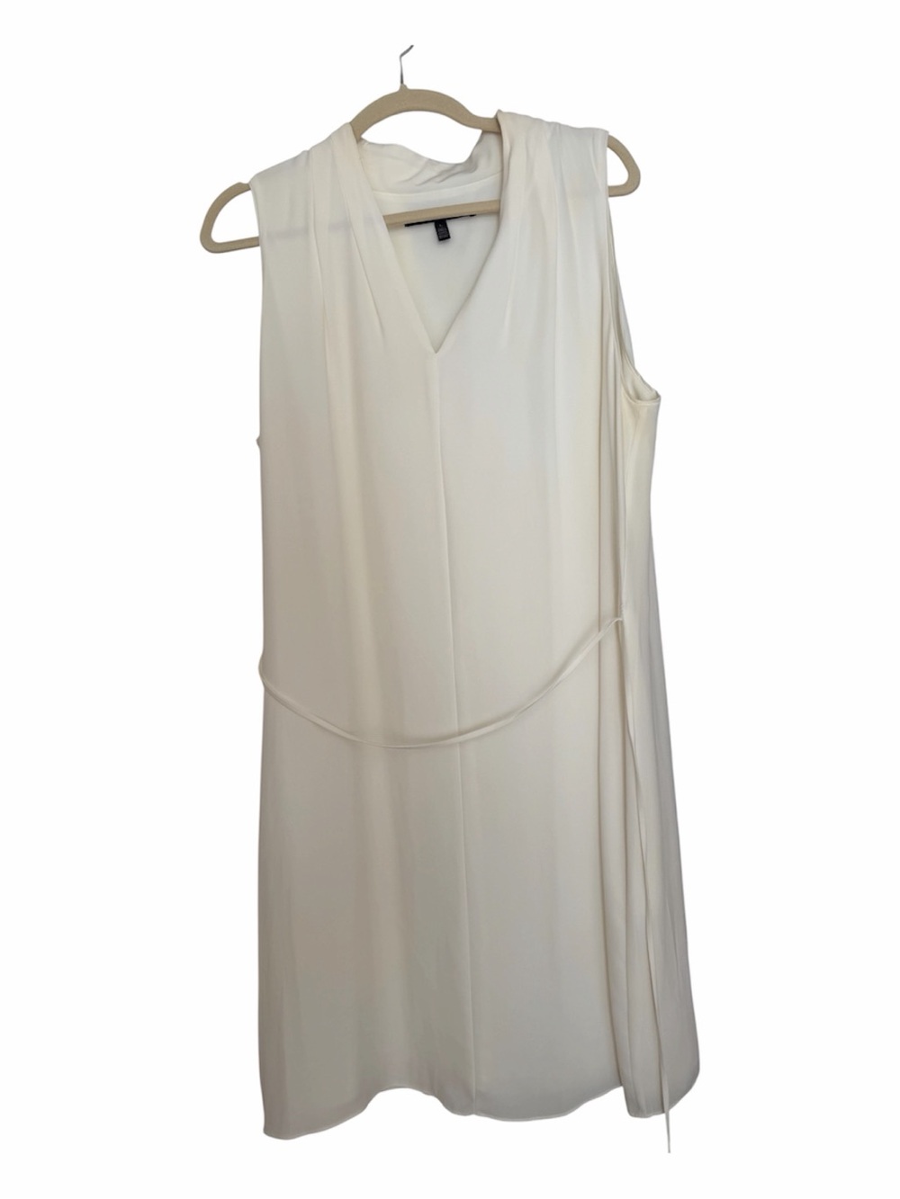 White House Black Market Sleeveless Cream V-Neck Dress